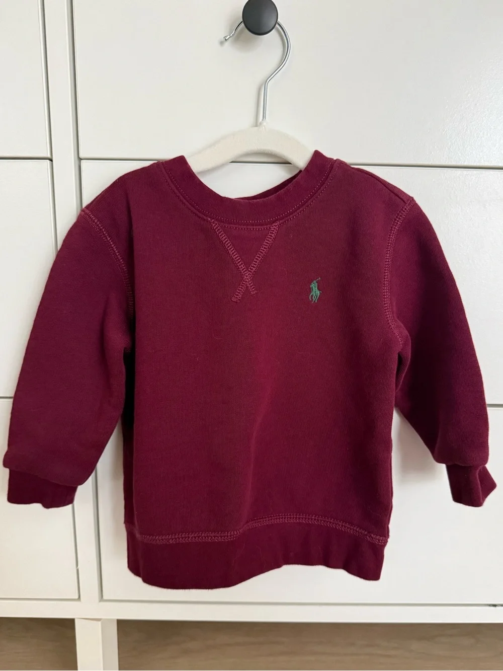 Ralph Lauren Kids Burgundy Crewneck Sweatshirt with Green Pony